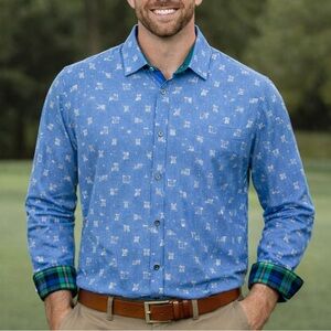 Like New William Murray Long Sleeve Golf Performance Shirt Blue Cocktail size XL